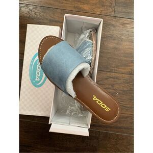 Soda Blue Faux Suede Flat Size 7